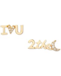 Kate Spade - Gold-tone Pavé I Love You To The Moon Mismatch Stud Earrings - Lyst