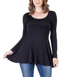24seven Comfort Apparel - Long Sleeve Swing Style Flare Tunic Top - Lyst