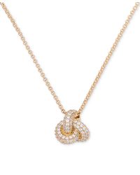 Kate Spade - Gold-tone Pave Double Knot Pendant Necklace - Lyst