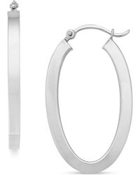 Macy's - Polished Square Tube Oval Medium Hoop Earrings - Lyst
