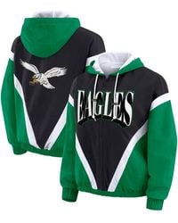 WEAR by Erin Andrews - Kelly Green/black Philadelphia Eagles Plus Size Retro Crinkle Full-zip Windbreaker Jacket - Lyst