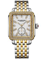 Stuhrling - S 4090 34mm Crystal-accented Rectangular Stainless Steel Bracelet Watch - Lyst