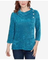 Ruby Rd. - Petite Split Cowl Neck Chenille Shine Knit Top - Lyst