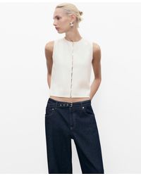 Mango - Buttoned Fine-knit Vest - Lyst