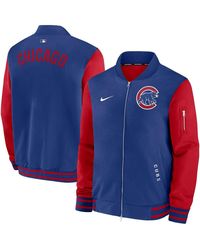 Nike - Royal/red Chicago Cubs Authentic Collection Dugout Full-zip Bomber Jacket - Lyst