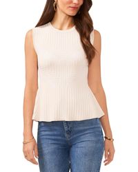 Vince Camuto - Plaited Ribbed Flared Hem Sweater Top - Lyst