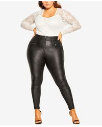 City Chic Trendy Plus Skylar Zip Crst Jeans - Black