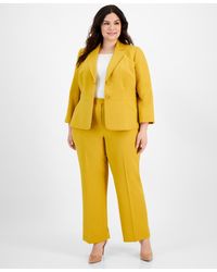 Le Suit - Plus Size Crepe Two-button Blazer Pantsuit - Lyst
