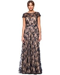 Xscape - Boat-neck Cap-sleeve 3d-rosette Gown - Lyst