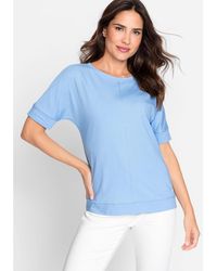Olsen - Cotton Blend 3/4 Sleeve Solid T-shirt - Lyst
