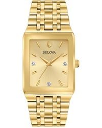 Bulova - Futuro Diamond-accent Gold-tone Stainless Steel Bracelet Watch 30x45mm - Lyst
