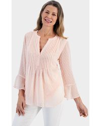 Style & Co. - Textured Pintuck Ruffle Sleeve Top - Lyst