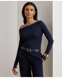Ralph Lauren - Ribbed Asymmetrical Off-the-shoulder Top - Lyst