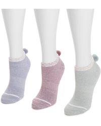 Muk Luks - 3 Pk Dream Step Low Cut W/pom - Lyst