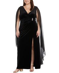 R & M Richards - Plus Size Draped-shoulder Side-ruched Gown - Lyst