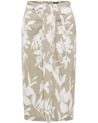 Olsen - Abstract Floral Drape Front Midi Skirt - Lyst