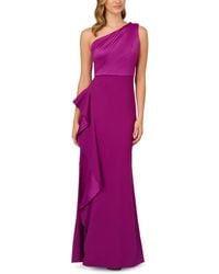 Adrianna Papell - One-shoulder Satin-trim Draped Gown - Lyst