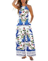 CUPSHE - Boho Printed Halter Wide-leg Jumpsuit - Lyst
