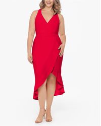 xscape flounce midi dress