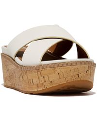 Fitflop - Eloise Leather Or Cork Wedge Cross Slides - Lyst