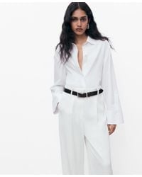 Mango - Crop Poplin Shirt - Lyst