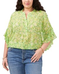 Vince Camuto - Plus Size Floral-print Ruffle-sleeve Top - Lyst