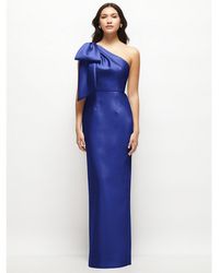 Alfred Sung - Oversized Bow One-shoulder Satin Column Maxi Dress - Lyst