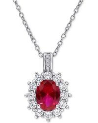 Macy's - Gemstone & Diamond Accent Halo 18" Pendant Necklace - Lyst