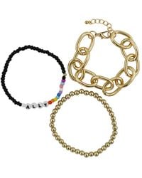 Rebl Jewelry - 3-piece Rainbow Beaded & -tone Link Bracelet Set Ally - Lyst