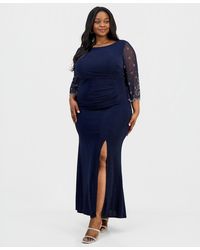 sachin and babi light blue dress Alex Evenings Plus Size Metallic Knit Beaded-sleeve Top in Black