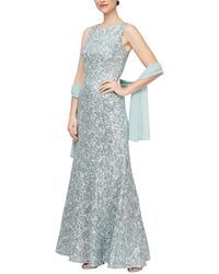 Alex Evenings - Petite Allover-sequin Fit & Flare Gown & Shawl - Lyst