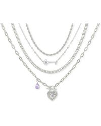 Guess - Silver-tone 4-pc. Set Color Crystal Key & Heart Lock Necklaces - Lyst