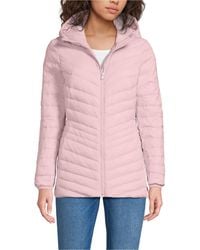 Lands' End - Wanderweight Packable Down Hooded Long Jacket - Lyst