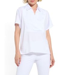 Lyssé - Safira Short-sleeve Satin Mix-media Blouse - Lyst