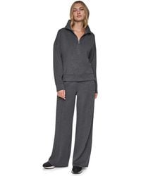 DKNY - Mock-neck Half-zip Stretch-scuba Sweatshirt - Lyst