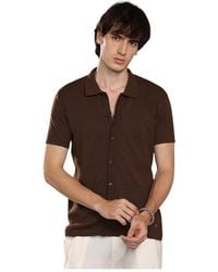 Campus Sutra - Taupe Rhombus-textured Knit Shirt - Lyst