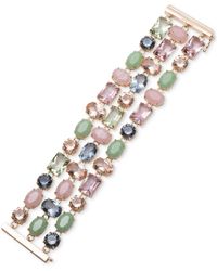 Ralph Lauren - Gold-tone Multi Stone Three Row Flex Bracelet - Lyst
