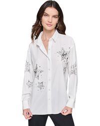 Karl Lagerfeld - Embellished Button-front Top - Lyst