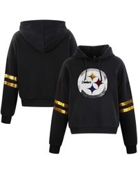 Cuce - Black Pittsburgh Steelers Cropped Sequins Pullover Hoodie - Lyst