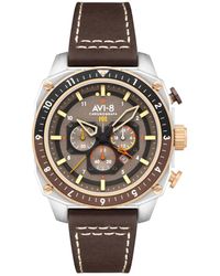 AVI-8 - Hawker Hunter Atlas Dual-time Chronograph Brown Leather Strap Watch - Lyst