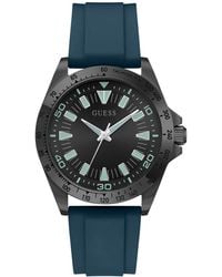 Guess - Black Stainles Steel Teal Silicone Analog Watch - Lyst