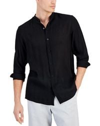 Alfani - Regular-fit Crinkled Button-down Band-collar Shirt - Lyst