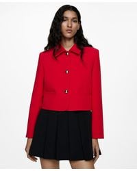 Mango - Buttoned Cropped Jacket - Lyst