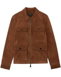 Reiss - Daventry Suede Four-pocket Zip-through Jacket - Lyst