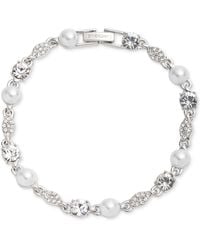 Givenchy - Silver-tone Crystal & Imitation Pearl Flex Bracelet - Lyst