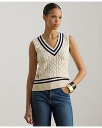 Ralph Lauren - Petite V-neck Sweater Vest - Lyst