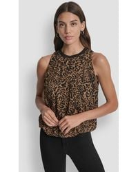 DKNY - Printed Bubble-hem Sleeveless Top - Lyst