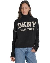 DKNY - Intarsia Logo Turtleneck Sweater - Lyst