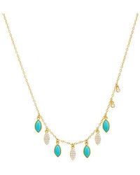 By Adina Eden - 14k Gold-plated Sterling Silver Cubic Zirconia & Stone Marquise Charm Statement Necklace, 16" + 2" Extender - Lyst