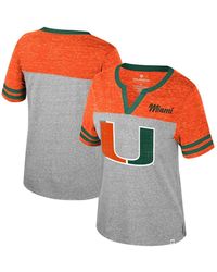 Colosseum Athletics - Miami Hurricanes Kate Color Block Notch Neck T-shirt - Lyst